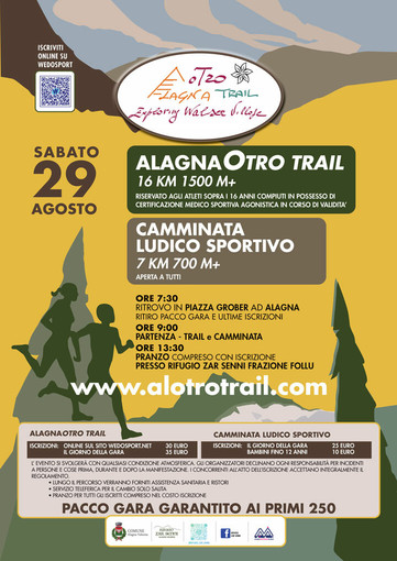 Alagna, il 29 agosto torna l’Alagna Otro Trail Alagna, il 29 agosto torna l’Alagna Otro Trail