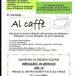 Borgosesia, parte “Al caffè”: incontri e supporto per persone con demenza e Alzheimer e i loro familiari