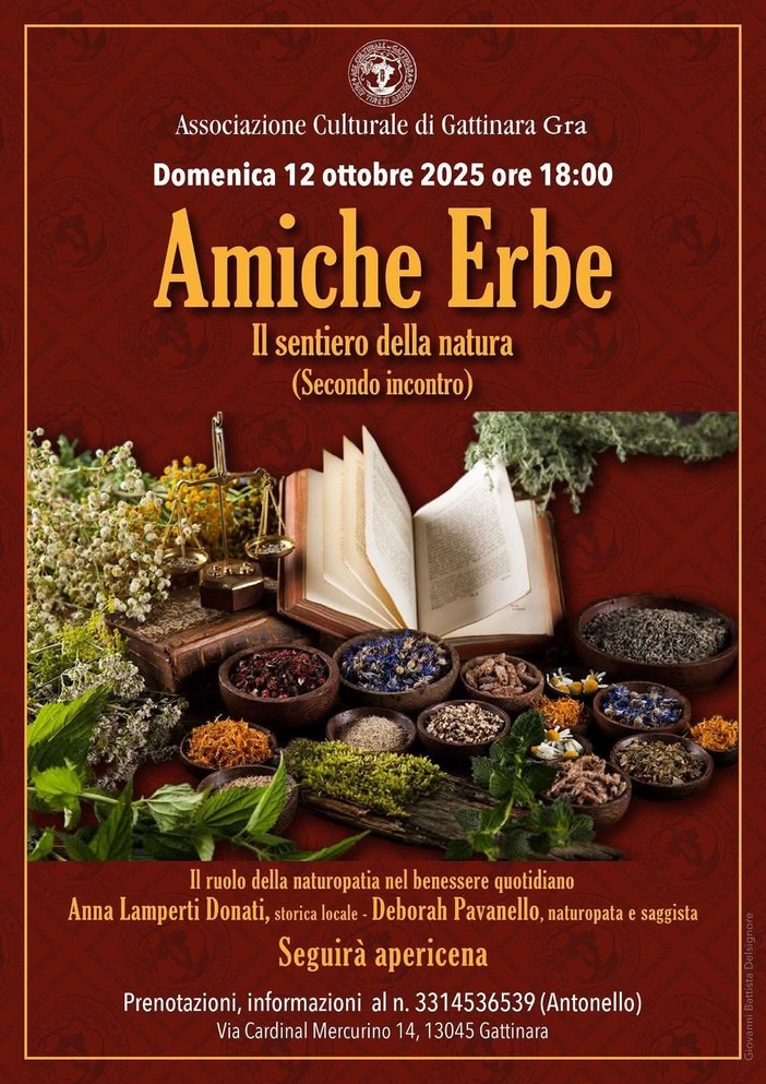 Gattinara, secondo incontro di “Amiche Erbe”: alla scoperta del benessere naturale Gattinara, secondo incontro di “Amiche Erbe”: alla scoperta del benessere naturale