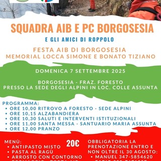 Borgosesia, festa AIB: domenica 7 settembre il memorial Locca Simone e Bonato Tiziano