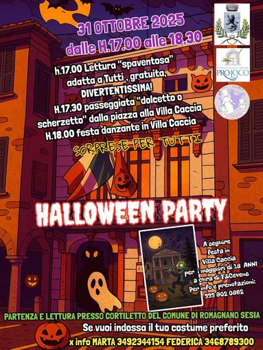 Romagnano Sesia, festa di Halloween per grandi e piccoli tra letture, dolcetti e musica a Villa Caccia Romagnano Sesia, festa di Halloween per grandi e piccoli tra letture, dolcetti e musica a Villa Caccia