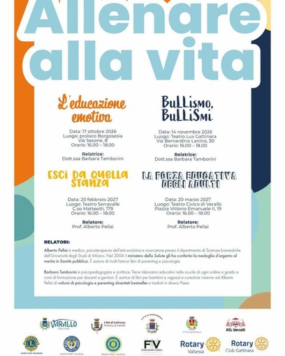 “Allenare alla Vita”, quattro incontri tra Borgosesia, Gattinara, Serravalle e Varallo