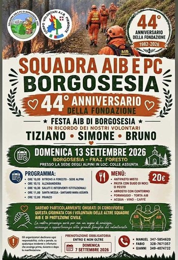 Borgosesia, 44 anni di volontariato AIB: una giornata per ricordare Tiziano, Simone e Bruno Borgosesia, 44 anni di volontariato AIB: una giornata per ricordare Tiziano, Simone e Bruno