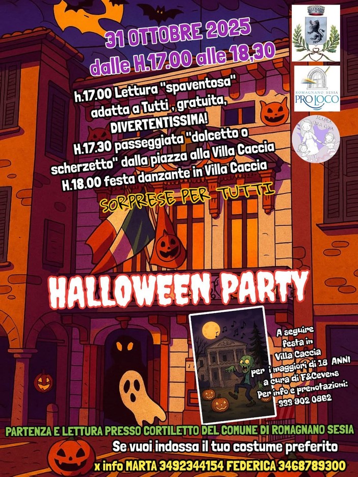 Romagnano Sesia, festa di Halloween per grandi e piccoli tra letture, dolcetti e musica a Villa Caccia Romagnano Sesia, festa di Halloween per grandi e piccoli tra letture, dolcetti e musica a Villa Caccia