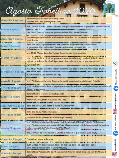 Fobello, agosto ricco di appuntamenti tra artigianato, cultura, tradizione e feste