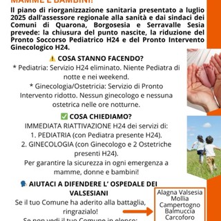 Ospedale di Borgosesia a rischio: cittadini e Comuni uniti per difendere i servizi di Pediatria e Ginecologia H24