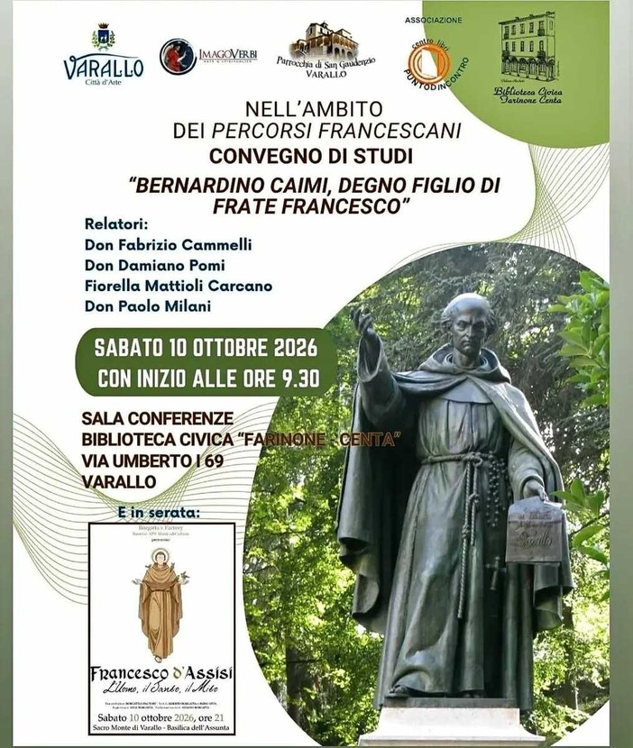 A Varallo un convegno dedicato a Bernardino Caimi e ai percorsi francescani