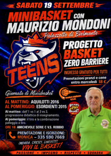 Una giornata di grande basket a Bielmonte con Maurizio Mondoni Una giornata di grande basket a Bielmonte con Maurizio Mondoni
