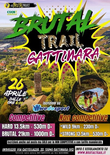 A Gattinara torna il Brutal Trail: il 26 aprile sfida tra colline, sterrati e percorsi per tutti i livelli