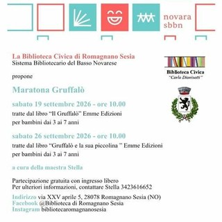A Romagnano Sesia arriva la “Maratona Gruffalò” per i bambini dai 3 ai 7 anni