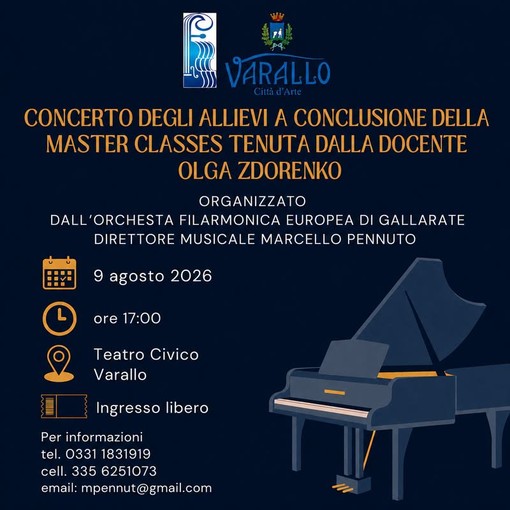 Varallo, il Concerto degli allievi chiude la masterclass di pianoforte