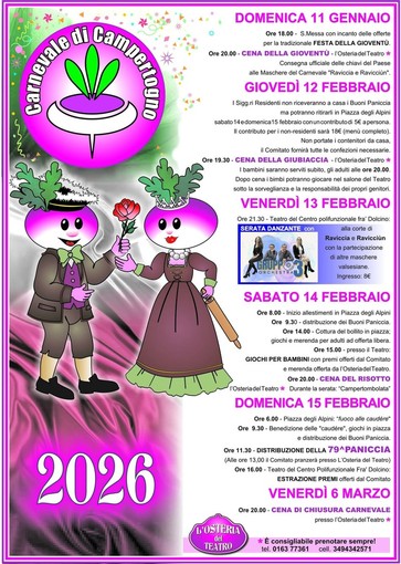 Campertogno, il Carnevale 2026 si apre con la Festa della Gioventù e la consegna delle chiavi Campertogno, il Carnevale 2026 si apre con la Festa della Gioventù e la consegna delle chiavi