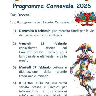 Doccio celebra il Carnevale 2026 tra raccolta fondi, pizzata e la tradizionale Paniccia