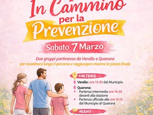 Varallo e Quarona unite per “In Cammino per la Prevenzione”: una passeggiata per ricordare che la salute conta Varallo e Quarona unite per “In Cammino per la Prevenzione”: una passeggiata per ricordare che la salute conta