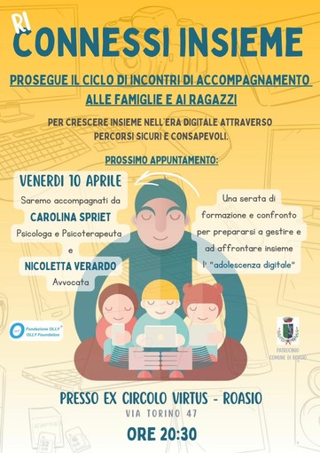 Roasio, venerdì torna “Connessi Insieme”: famiglie e ragazzi a confronto sull’adolescenza digitale Roasio, venerdì torna “Connessi Insieme”: famiglie e ragazzi a confronto sull’adolescenza digitale