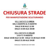 Sculturando 2025: chiusure temporanee al traffico a Breia e Cellio