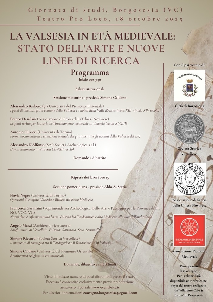 Borgosesia celebra la storia: una giornata di studi dedicata alla Valsesia medievale Borgosesia celebra la storia: una giornata di studi dedicata alla Valsesia medievale