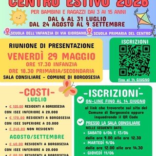 Borgosesia, centro estivo 2026 per bambini e ragazzi dai 3 ai 15 anni