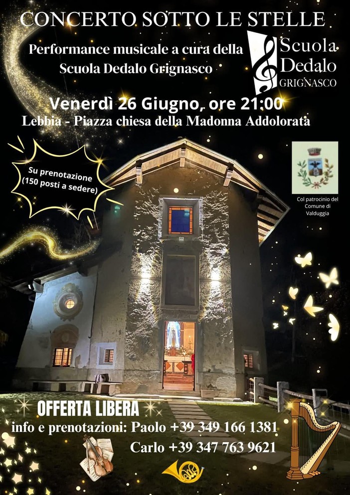 A Lebbia un concerto sotto le stelle con la Scuola Dedalo di Grignasco A Lebbia un concerto sotto le stelle con la Scuola Dedalo di Grignasco