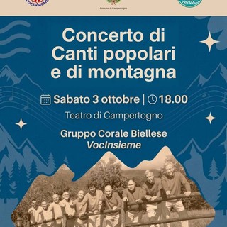 Campertogno, il 3 ottobre concerto di canti popolari e di montagna con il gruppo VocInsieme
