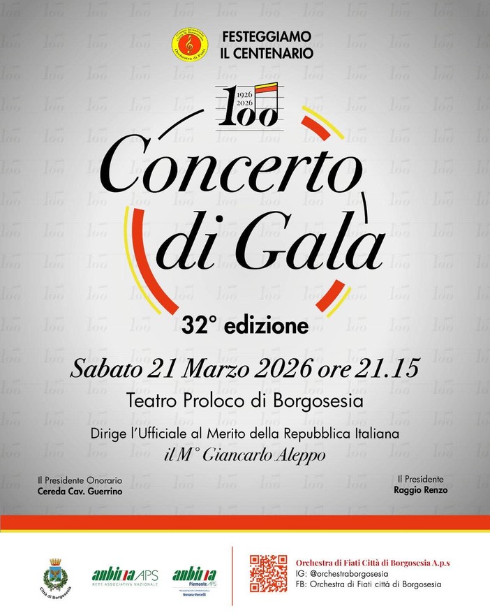 Borgosesia, l’Orchestra di Fiati festeggia 100 anni: il 21 marzo Concerto di Gala al Teatro Pro Loco