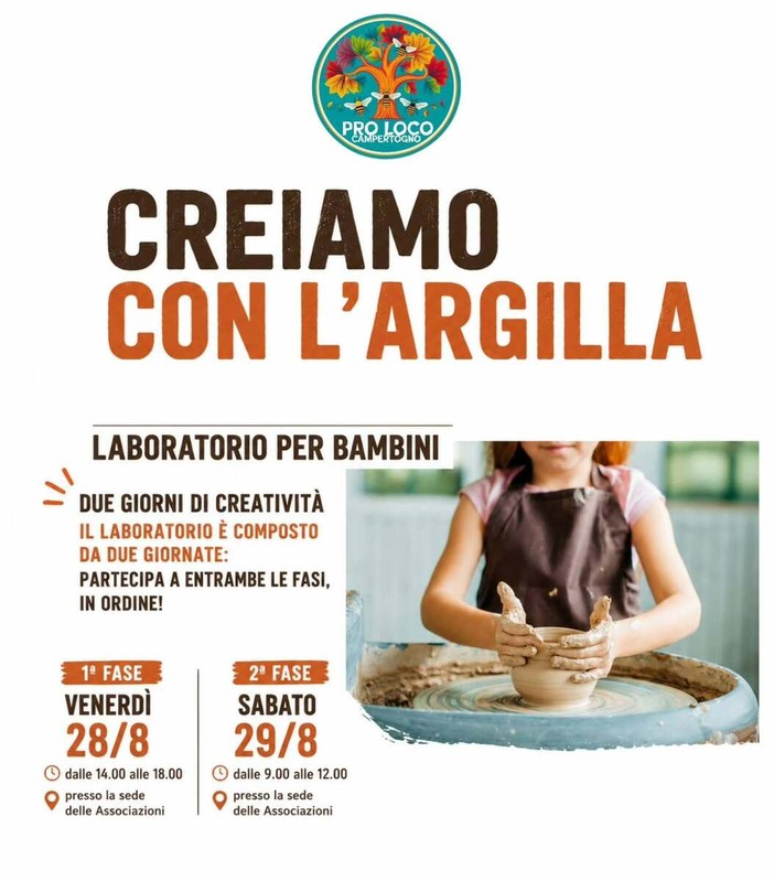 Domani a Campertogno parte “Creiamo con l’argilla”, laboratorio per bambini in due giornate