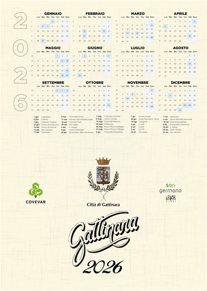 Gattinara, il calendario 2026 della raccolta differenziata diventa anche racconto della città Gattinara, il calendario 2026 della raccolta differenziata diventa anche racconto della città