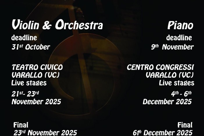 41° Concorso Internazionale Valsesia Musica: violino e orchestra al centro dell’edizione 2025 41° Concorso Internazionale Valsesia Musica: violino e orchestra al centro dell’edizione 2025