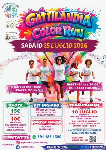 Gattinara si prepara alla Color Run: sabato 25 luglio una serata tra colori, musica e divertimento Gattinara si prepara alla Color Run: sabato 25 luglio una serata tra colori, musica e divertimento