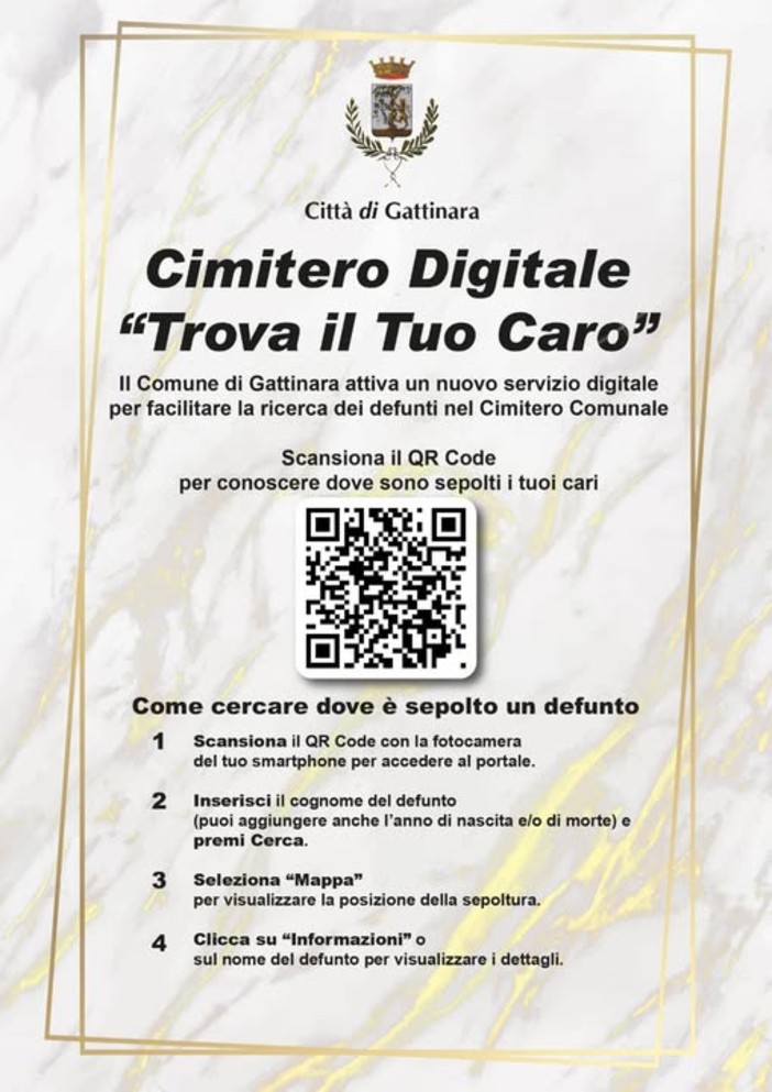 A Gattinara arriva il “Cimitero Digitale”: un QR Code per trovare dove riposano i propri cari A Gattinara arriva il “Cimitero Digitale”: un QR Code per trovare dove riposano i propri cari