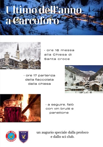 Carcoforo, ultimo dell’anno tra messa, fiaccolata e falò con vin brulé