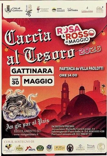 A Gattinara torna “Caccia al Tesoro”: il 30 maggio un pomeriggio di gioco nel clima di Rosa e Rosso di Maggio