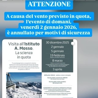 Alagna, annullata per vento in quota la visita all’Istituto Mosso al Passo dei Salati