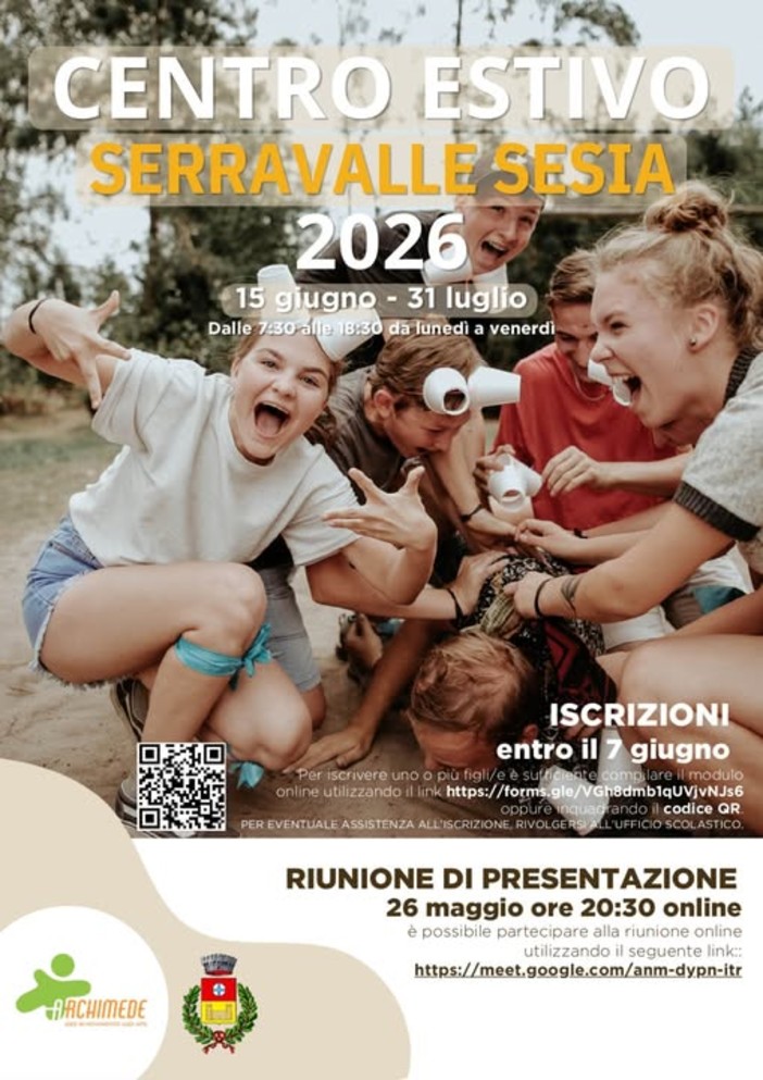Centro estivo 2026 a Serravalle Sesia, iscrizioni aperte fino al 7 giugno