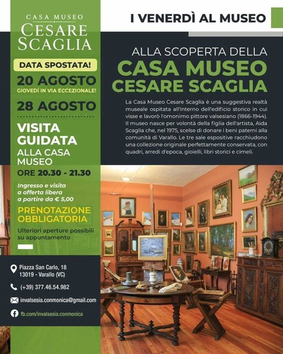Varallo, questa sera visita guidata alla Casa Museo Cesare Scaglia