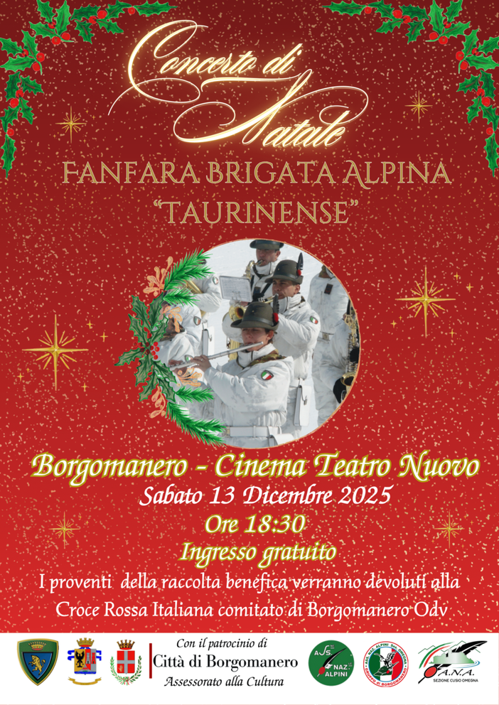 Borgomanero, grande partecipazione al concerto di Natale della Fanfara della Brigata Alpina Taurinense