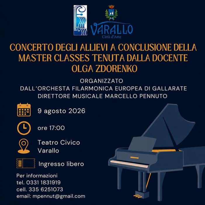 Varallo, il Concerto degli allievi chiude la masterclass di pianoforte Varallo, il Concerto degli allievi chiude la masterclass di pianoforte