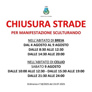 Sculturando 2025: chiusure temporanee al traffico a Breia e Cellio