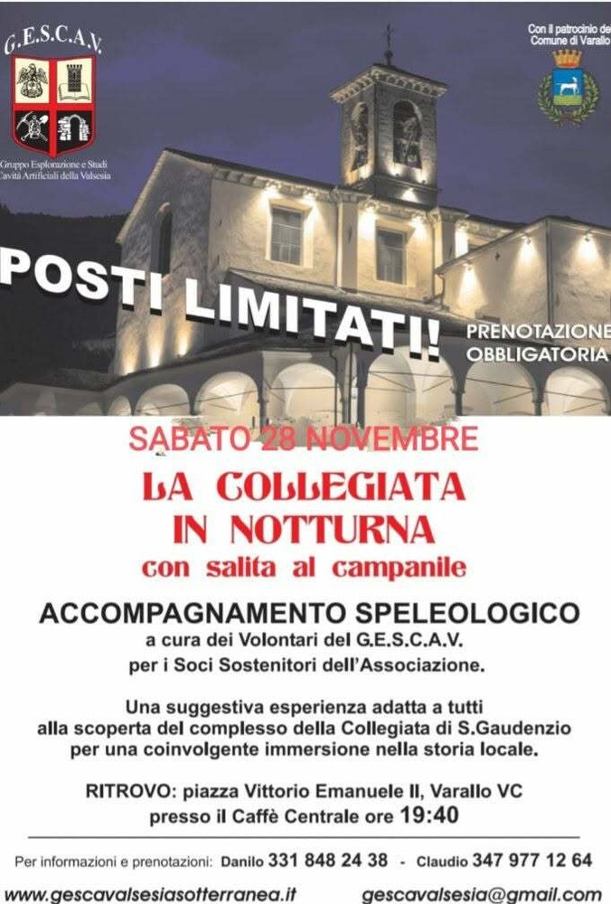 Varallo, il 28 novembre visita notturna alla Collegiata con salita al campanile Varallo, il 28 novembre visita notturna alla Collegiata con salita al campanile