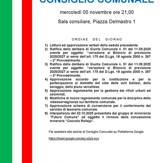Consiglio comunale a Lozzolo il 5 novembre: tra i punti in discussione bilancio, regolamenti e videosorveglianza