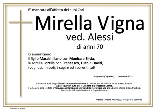 Mirella Vigna, ved. Alessi