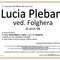 Lucia Plebani, ved. Folghera Lucia Plebani, ved. Folghera