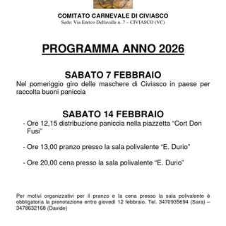 A Civiasco torna il “Carlavêe”: maschere in paese e due giornate dedicate alla Paniccia