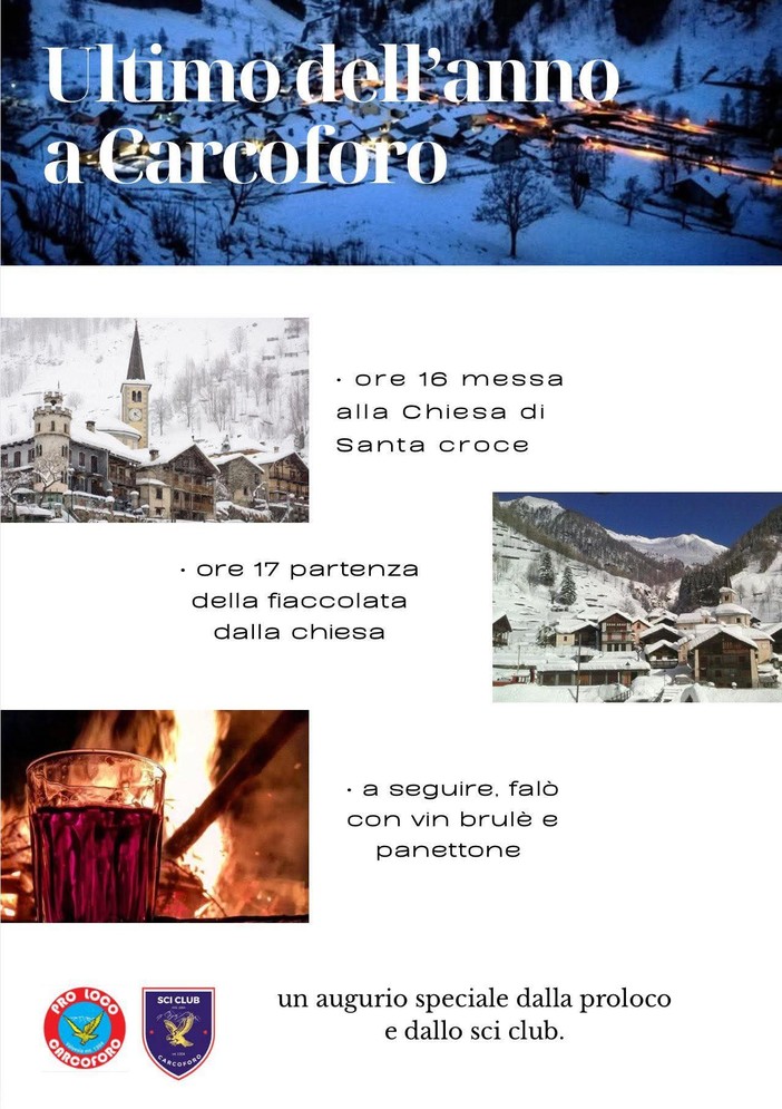 Carcoforo, ultimo dell’anno tra messa, fiaccolata e falò con vin brulé