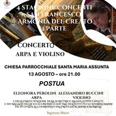 Postua, concerto per arpa e violino nella chiesa di Santa Maria Assunta Postua, concerto per arpa e violino nella chiesa di Santa Maria Assunta
