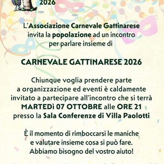 Gattinara si prepara al Carnevale 2026: incontro aperto alla cittadinanza
