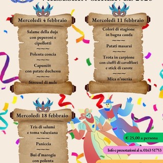 Varallo, l’Istituto Alberghiero “G. Pastore” celebra il Carnevale con tre pranzi valsesiani