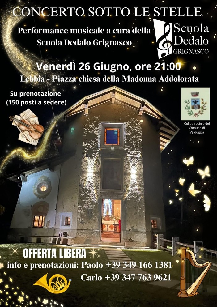 Concerto sotto le stelle a Lebbia con la Scuola Dedalo di Grignasco