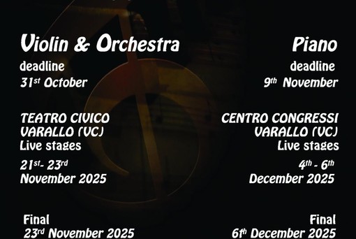 41° Concorso Internazionale Valsesia Musica: violino e orchestra al centro dell’edizione 2025 41° Concorso Internazionale Valsesia Musica: violino e orchestra al centro dell’edizione 2025