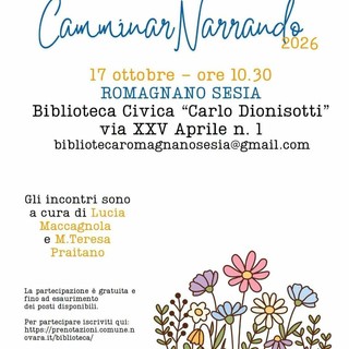 “Camminar Narrando”, sabato a Romagnano Sesia una mattinata tra storie e letture